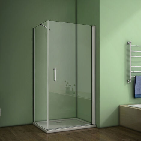 B:76 x T:76 x H:185cm ESG Nano Glas Drehtür Eckeinstieg Pendeltür Duschkabine (eloxierten mit mit Elektrophorese) Mit Duschtasse