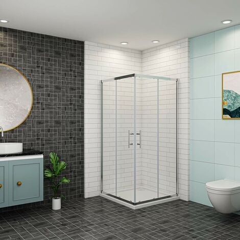 B.80x80XH.185cm Duschkabine Eckeinstieg Schiebetür 6mm Nano ESG Glas DUSCHKABINEN