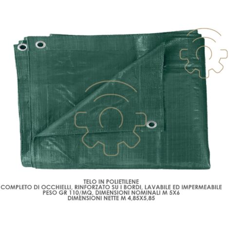 BA che polyA thylA ne avec oeillets verts 5 x 6 mA tres BA che 110 gr / m2