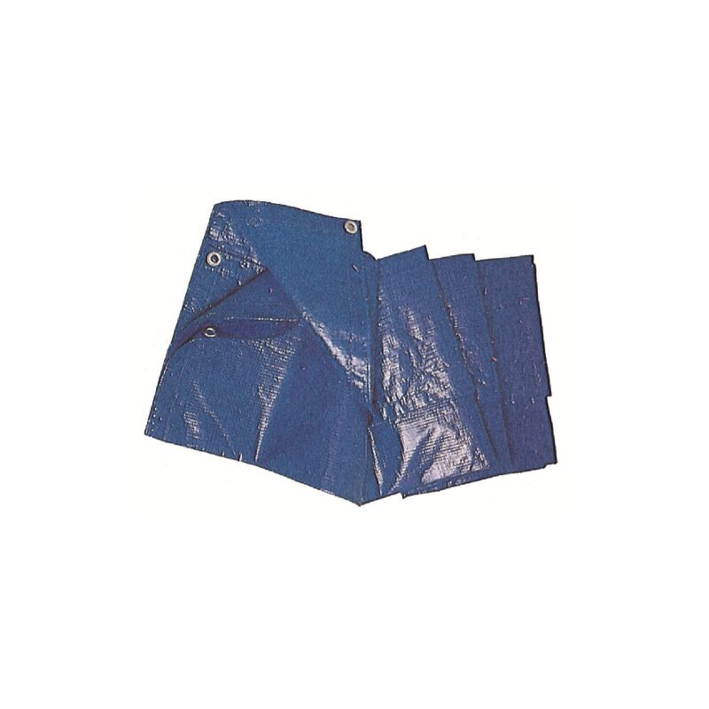 Bache polye'thyle'ne standard bleu 8x10 m couverture e'tanche avec oeillets et renforce'e sur les bords