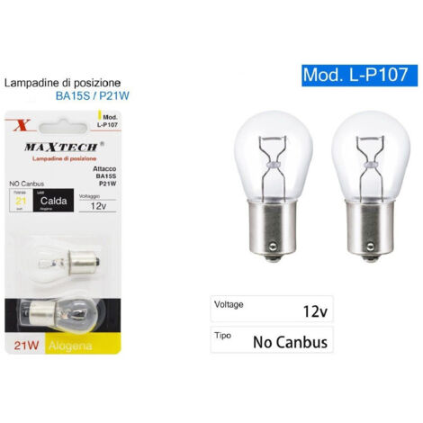 Ba15s L-p107 12v 21watt Light Calda Alogena No Canbus