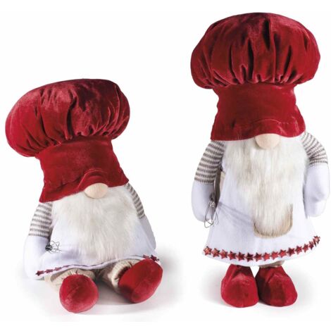 Babbi Natale Cuochi da Vetrina, Decorazione per Casa e Negozi - Set da 2 Pupazzi