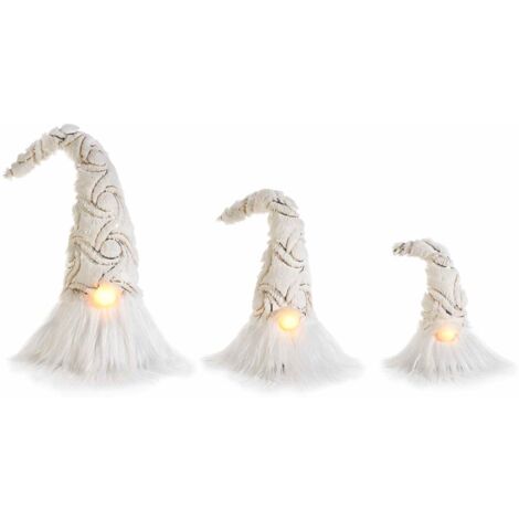 Babbi Natale Decorativi da Appoggiare con Luci Led - Set da 3 Addobbi