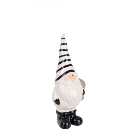 Babbo Balmy in piedi bianco-nero con sacco