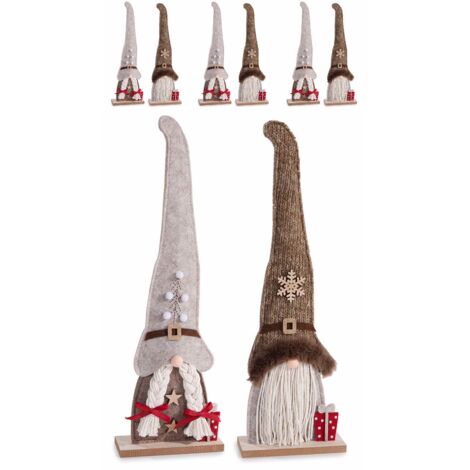 Babbo e Mamma Natale decorativi in panno - Set da 6 decorazioni per la casa