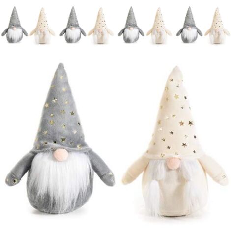 Babbo e Mamma Natale in Peluche con Stelle Dorate - Altezza 21 cm