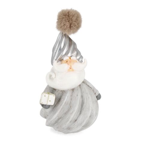 Babbo Natale Aksel in piedi grigio con regalo H20.5