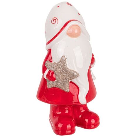 Babbo Natale "Cheerful" in porcellana con stella per decorazione natalizia
