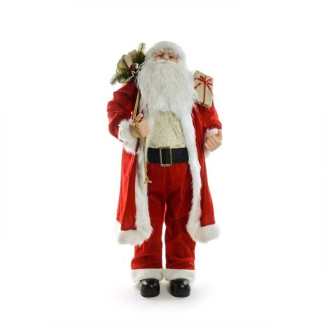 Babbo Natale, colore Rosso e Bianco, con regali, in pet e poliestere decorazione natalizia -90 cm