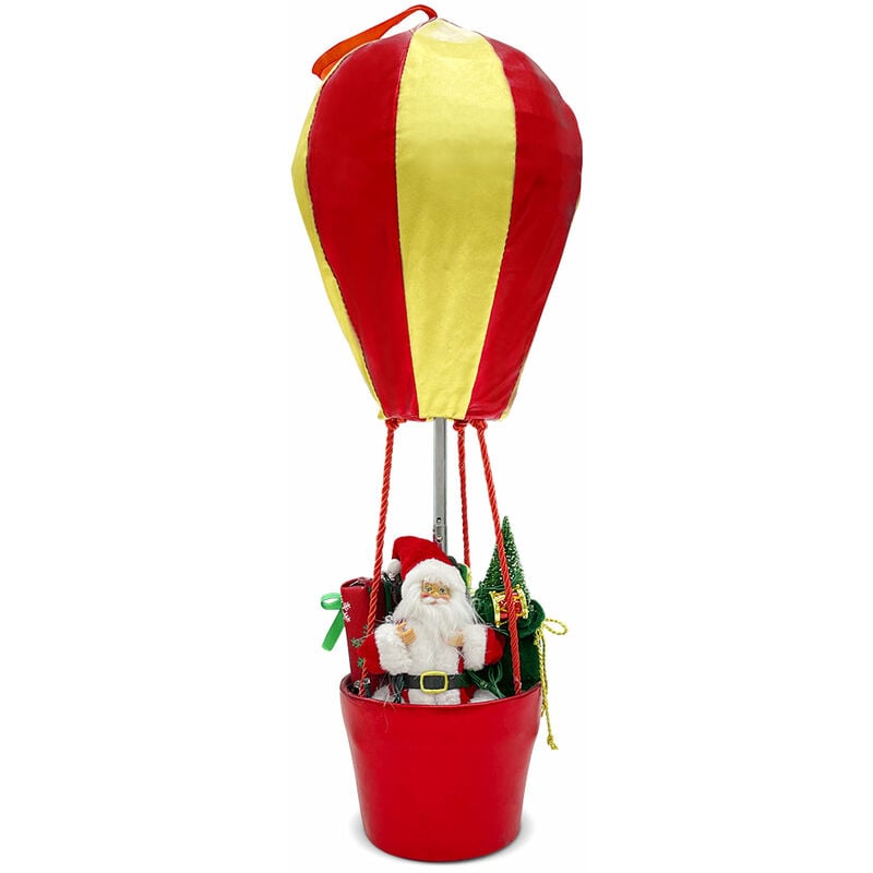 Giordanoshop - Babbo Natale con Mongolfiera H60 cm con Luci e Suoni