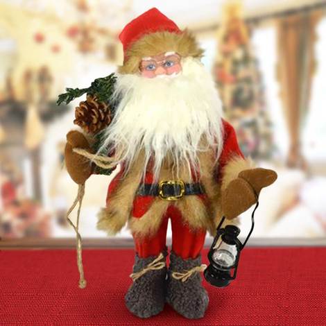Decorazioni Natalizie Babbo Natale.Babbo Natale Con Musica E Movimenti Vestiti Tessuto 40cm Decorazioni Natalizie