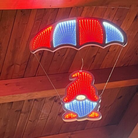 Babbo Natale con paracadute con led 3D h 85x61 cm Luci Natalizie, addobbo natale