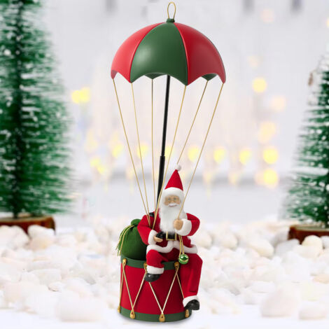 Babbo Natale con Paracadute Decorazione Addobbo Natalizio Rosso e Verde 60 cm