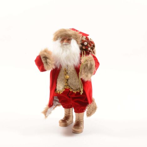 Babbo natale con vestito rosso in poliestere per decorazioni natalizie -26 x h 45 cm