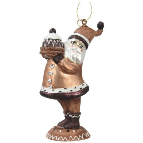 BABBO NATALE DA APPENDER CON TORTA IN VETRO