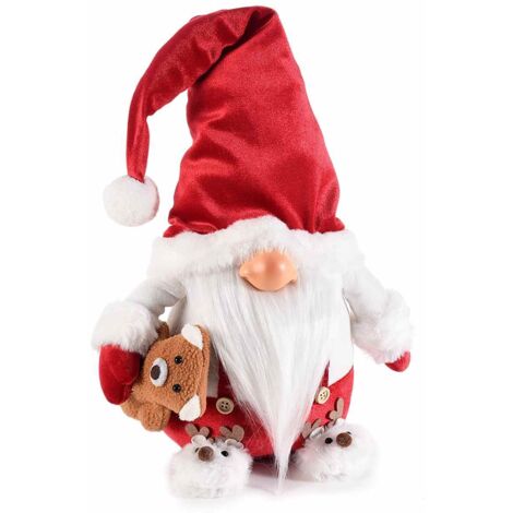 Babbo Natale da Vetrina con Abito e Pantofole in Peluche - Altezza 26 cm
