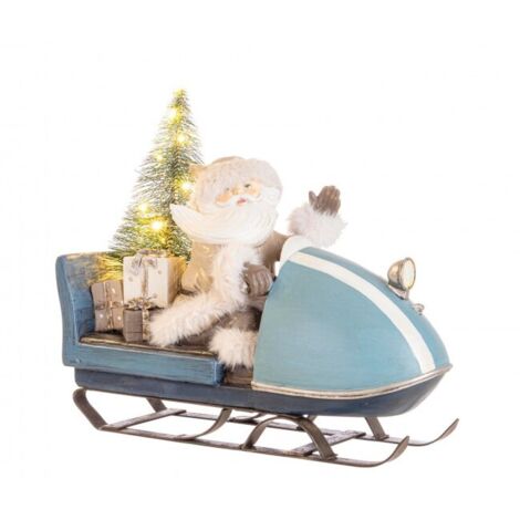 Babbo Natale "Danish" con regali e slitta color blu decorazione natalizia
