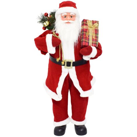 Babbo natale decorazione natalizia pupazzo con vestiti rossi tradizionali -40 cm