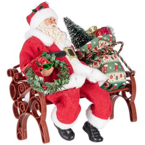 Babbo natale" Denzel" rosso in poliestere per decorazioni natalizie -Con valigia