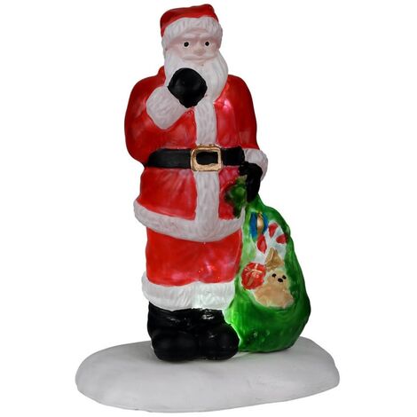 Babbo Natale è qui, personaggio per villaggio di Natale in plastica