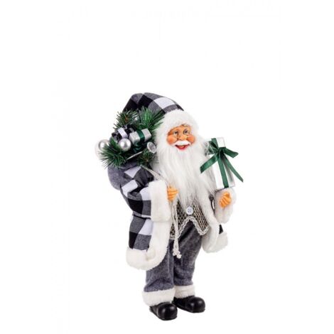 BABBO NATALE ELTON STAND GRIGIO M IN METALLO E POLIESTERE H40CM