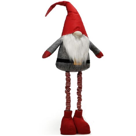 Babbo Natale Estensibile fino a 125 cm Costume in Tessuto con Cappello Rosso e Barba Bianca PUPAZZO ELFO GNOMO natalizio
