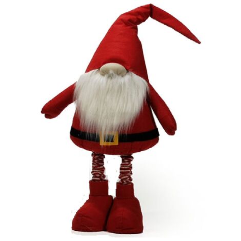 Babbo Natale Estensibile fino a 125 cm Costume in Tessuto con Cappello Rosso e Barba Bianca PUPAZZO ELFO GNOMO natalizio