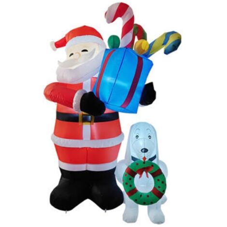 Babbo Natale gonfiabile con cane e regali StarryLights 210 cm