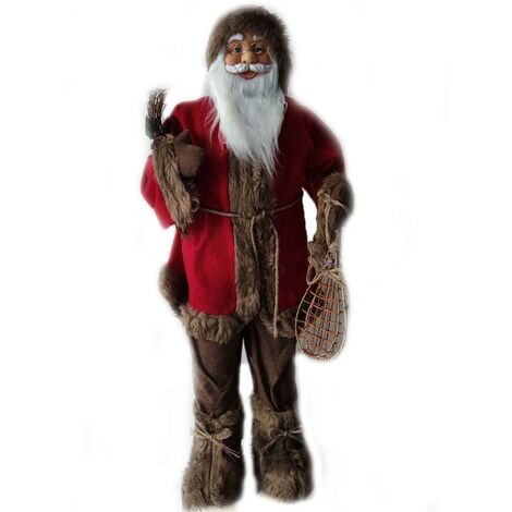 Babbo Natale Grande H 90 per Regali da addobbi natalizi decorazioni di vetrina casa negozi Nordico vestiti in tessuto