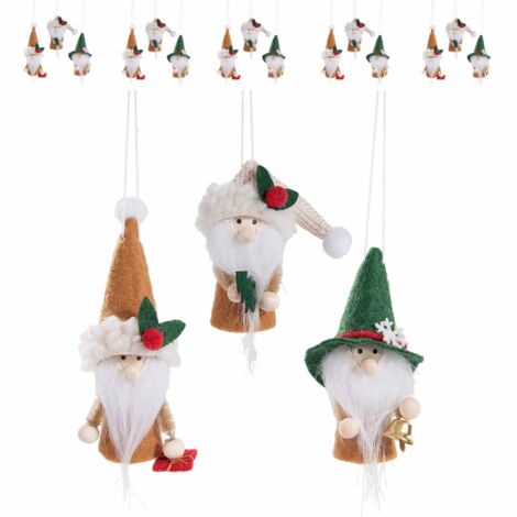 Babbo Natale in panno da appendere con decoro - Set 18 addobbi Natalizi per l'albero e la casa