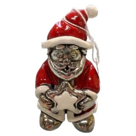 Ornamento Di Natale In Resina Con Stampelle E Cappello Di Babbo Natale - Altezza 10 Cm