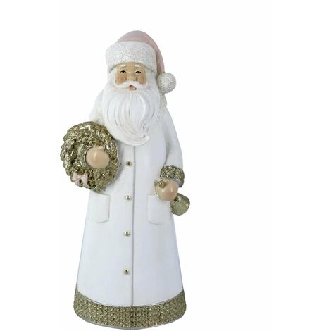 Babbo natale in resina bianco cm 11x8,5xh25
