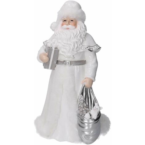 Babbo natale in resina bianco cm 16x15,5xh31