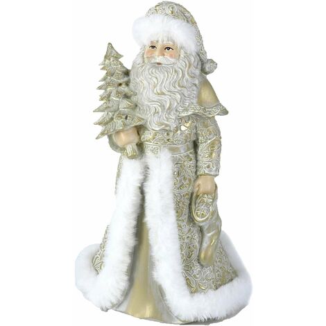 Babbo natale in resina bianco oro cm 16,5x14xh23