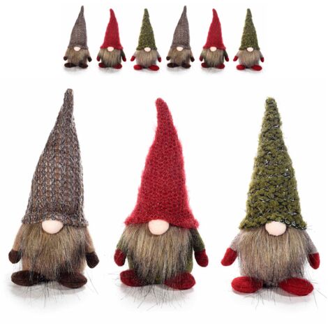 Babbo Natale in stoffa con cappello in lana da appendere o appoggiare - Set da 15 pezzi