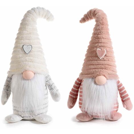 Babbo Natale in Stoffa e Pelliccia Sintetica Set 2 Peluche Natalizi per Decorare Casa, Negozi e Vetrine Idea Regalo