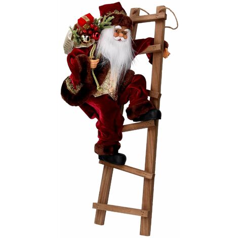 Babbo natale in tessuto bordeaux su scala cm xh45