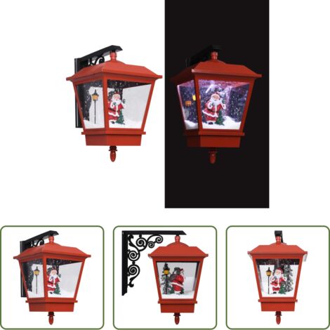 Babbo Natale -  Lampada Natalizia da Parete LED e Babbo Natale Rossa 40x27x45cm
