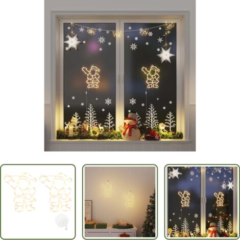 Babbo Natale -  Luci di Natale Babbo Natale 2 pz 35 LED Bianco Caldo