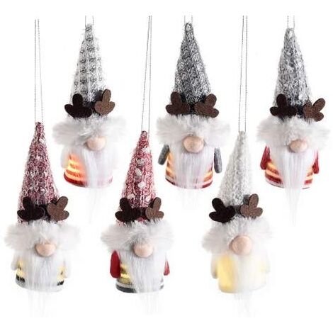 Babbo Natale Luminoso da Appendere Addobbi Natalizi per Casa, Vetrine, Negozi Set 6 Pezzi