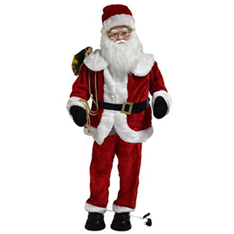 Babbo Natale Rosso Altezza grandezza Naturale Gigante cm 150 Canta 5 Canzoni con sensore di Movimento in Tessuto Ornamentale Molto Realistico