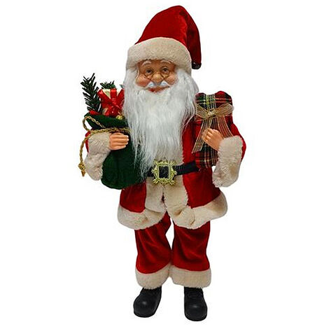 Babbo natale rosso con barba e cappello grande cm 45 con carilon e movimento della testa bello e rifinito