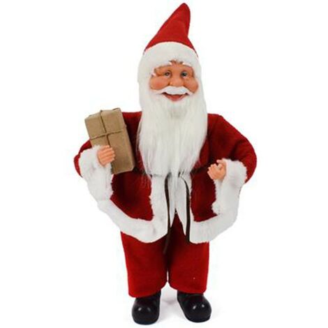 Babbo natale rosso decorazioni di natale con barba bianca pacco regalo addobbi decorazioni vetrina idea regalo bambini h cm 38