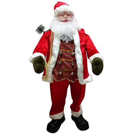 Babbo Natale rosso grande cm 125 suoni e movimento natalizio  vestito in tessuto Decorazioneesterna o interna