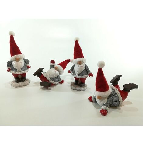Babbo Natale Rosso Grigio gnomo H 13CM addobbi natalizi per decorazioni vetrine