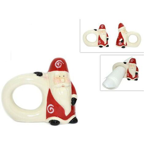 Babbo natale rosso segnaposto anelli lega porta tovaglioli per tavola di natale decorazioni natalizie set da 12 in  ceramica