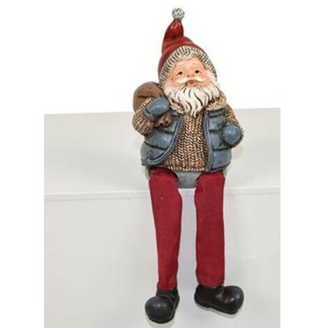 Babbo natale seduto con piedi set da 2 per decorazioni addobbi natalizie 19 cm idea regalo natale capodanno festività