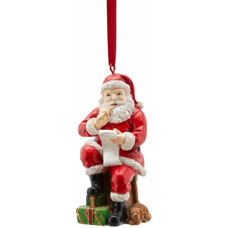 Babbo Natale seduto statuetta decorativa con vestiti rossi e bianchi da 11 cm