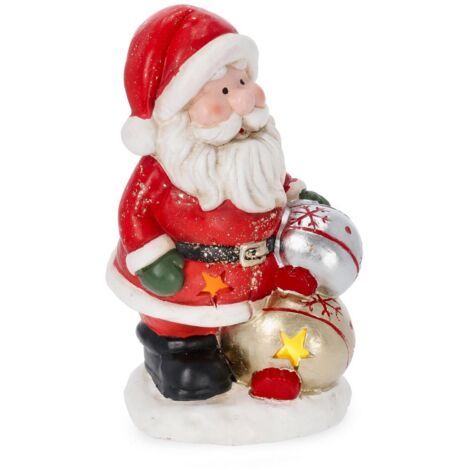Babbo Natale statuetta in ceramica con luci led per decorazione natalizia -Classic