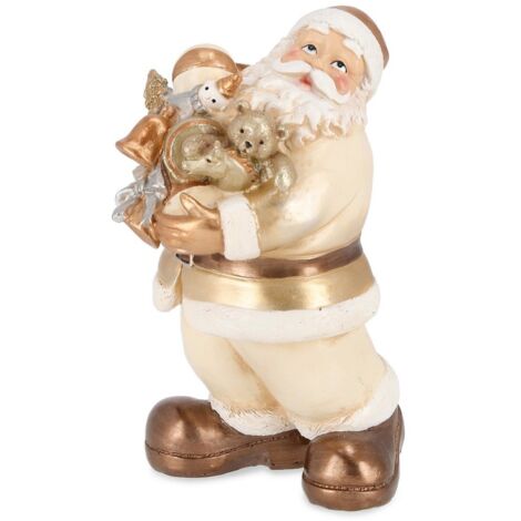 Babbo Natale statuetta in poliresina color oro per decorazione natalizia -Seduto